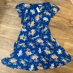 LOFT Blue Floral Dress Sz 6 NWT